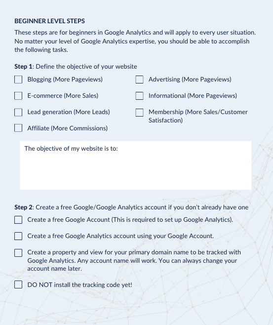 Google Analytics Account Setup & Optimization Checklist