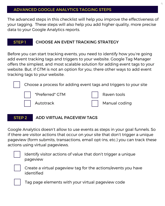 Google Analytics Tagging Checklist
