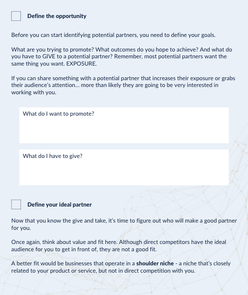 Outreach Process for Joint Marketing and Strategic Partnerships